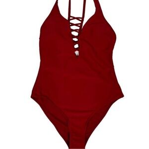 Cupshe Red Lattice Racerback Padded One Piece Swimsuit Women’s Small